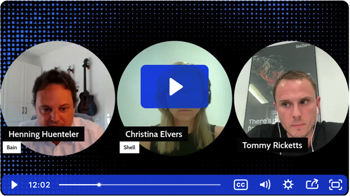 Still of video screen with speakers faces during BeZero webinar